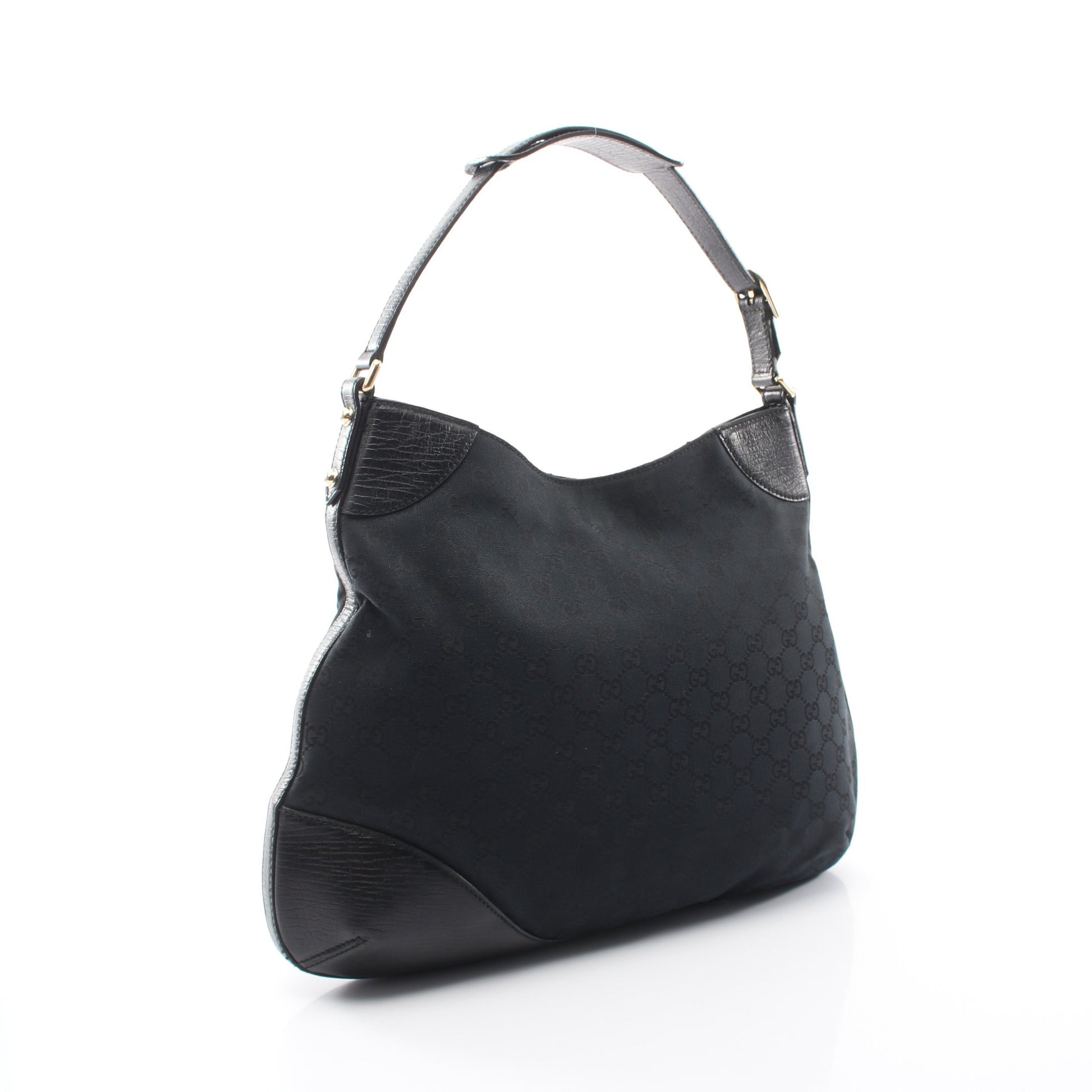 ホースビット GGキャンバス ワンショルダーバッグ キャンバス レザー ブラック グッチ バッグ GUCCI