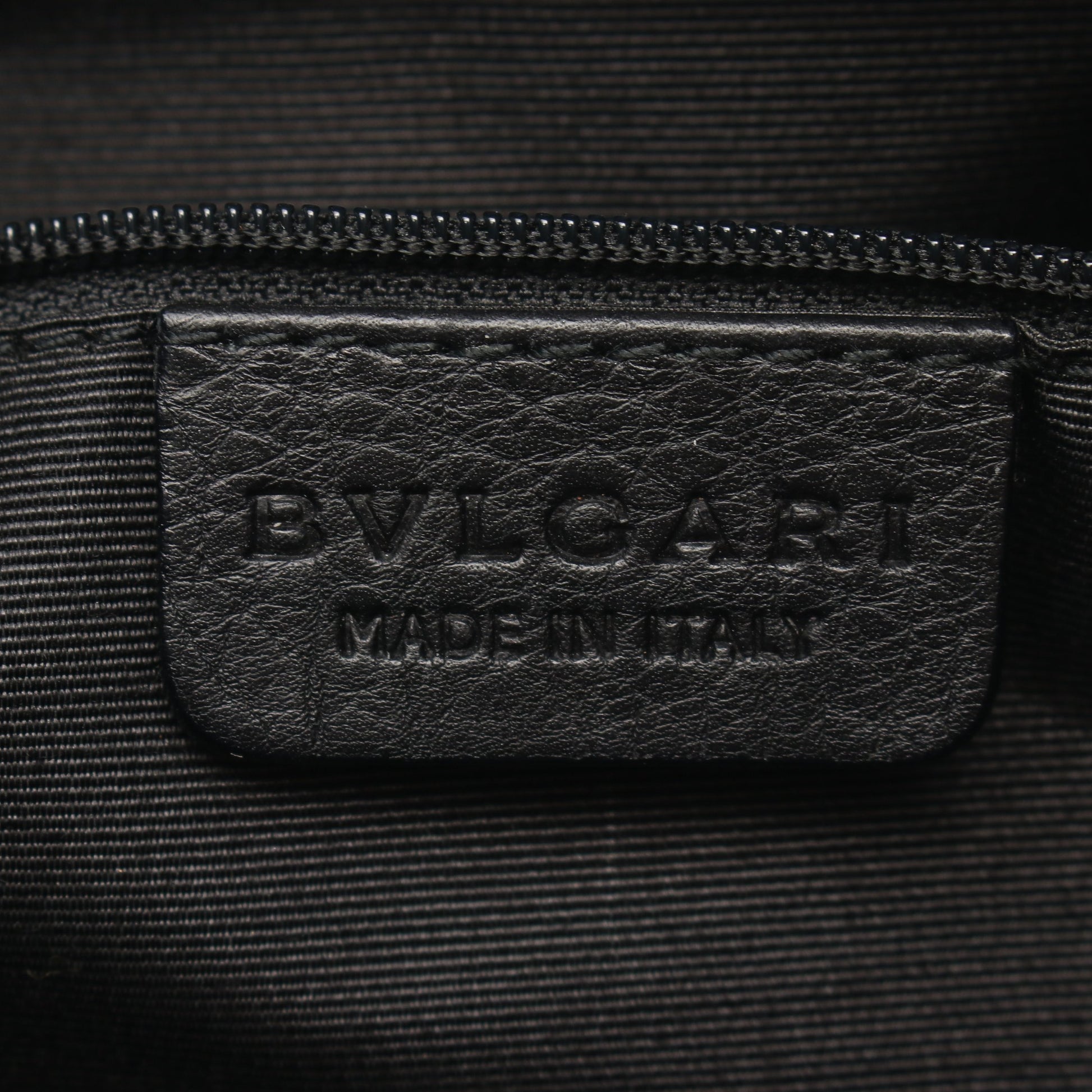 ロゴマニア ハンドバッグ キャンバス レザー ブラック ブルガリ バッグ BVLGARI