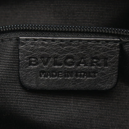 ロゴマニア ハンドバッグ キャンバス レザー ブラック ブルガリ バッグ BVLGARI