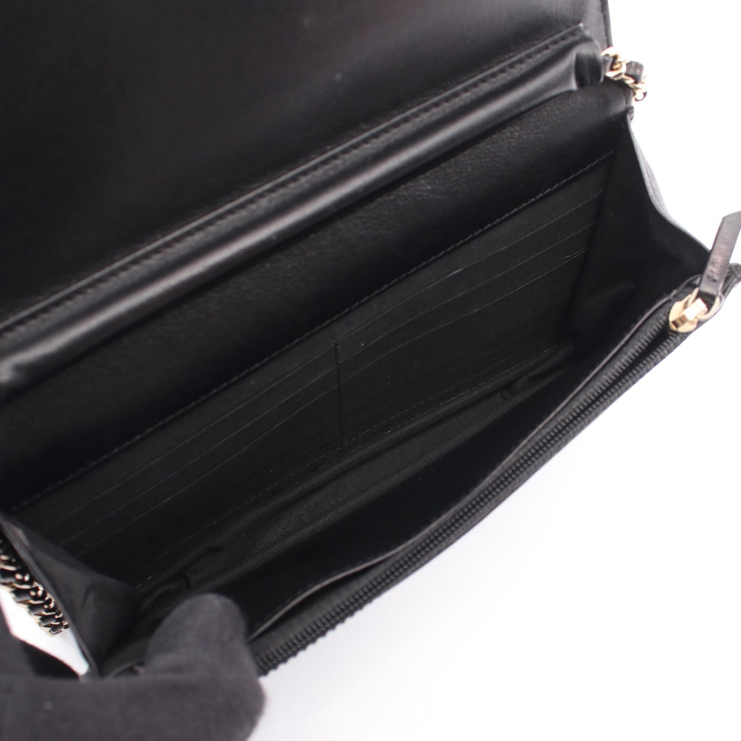 Vステッチ チェーンウォレット レザー ブラック ゴールド金具 シャネル バッグ CHANEL