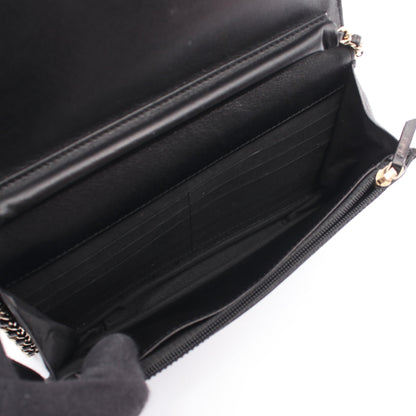 Vステッチ チェーンウォレット レザー ブラック ゴールド金具 シャネル バッグ CHANEL