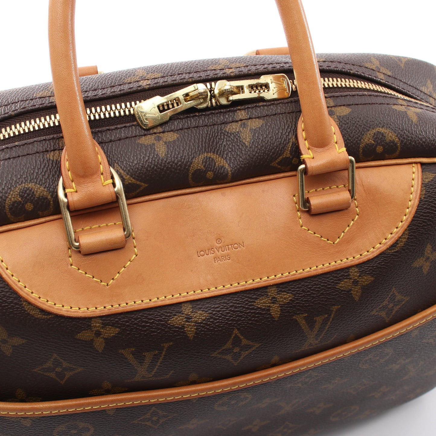 ドーヴィル ボーリングヴァニティ モノグラム ハンドバッグ PVC レザー ブラウン ルイヴィトン バッグ LOUIS VUITTON