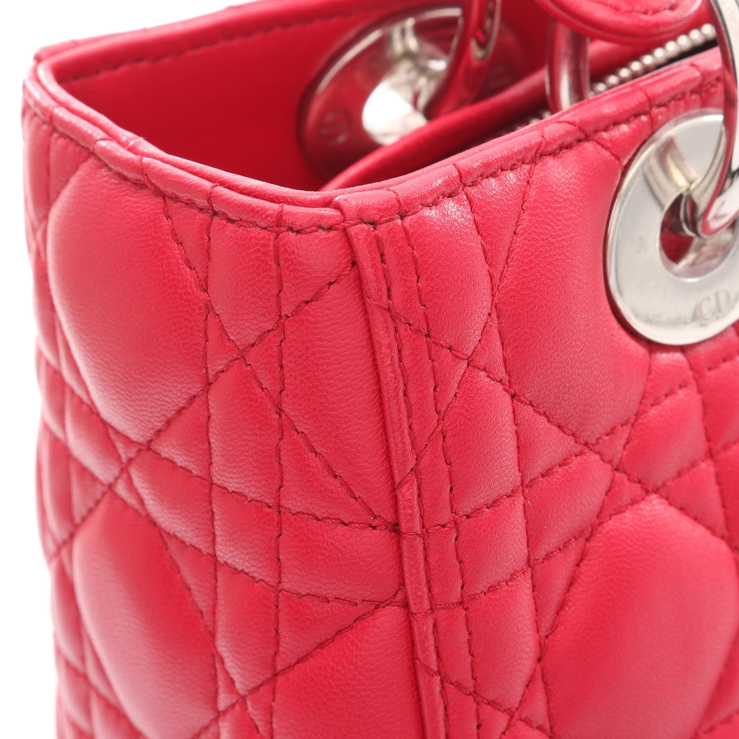 LADY DIOR レディディオール カナージュ 2WAY ハンドバッグ レザー ピンクパープル クリスチャンディオール バッグ Christian Dior