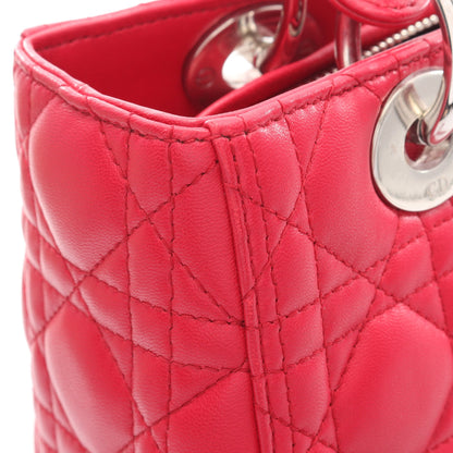 LADY DIOR レディディオール カナージュ 2WAY ハンドバッグ レザー ピンクパープル クリスチャンディオール バッグ Christian Dior