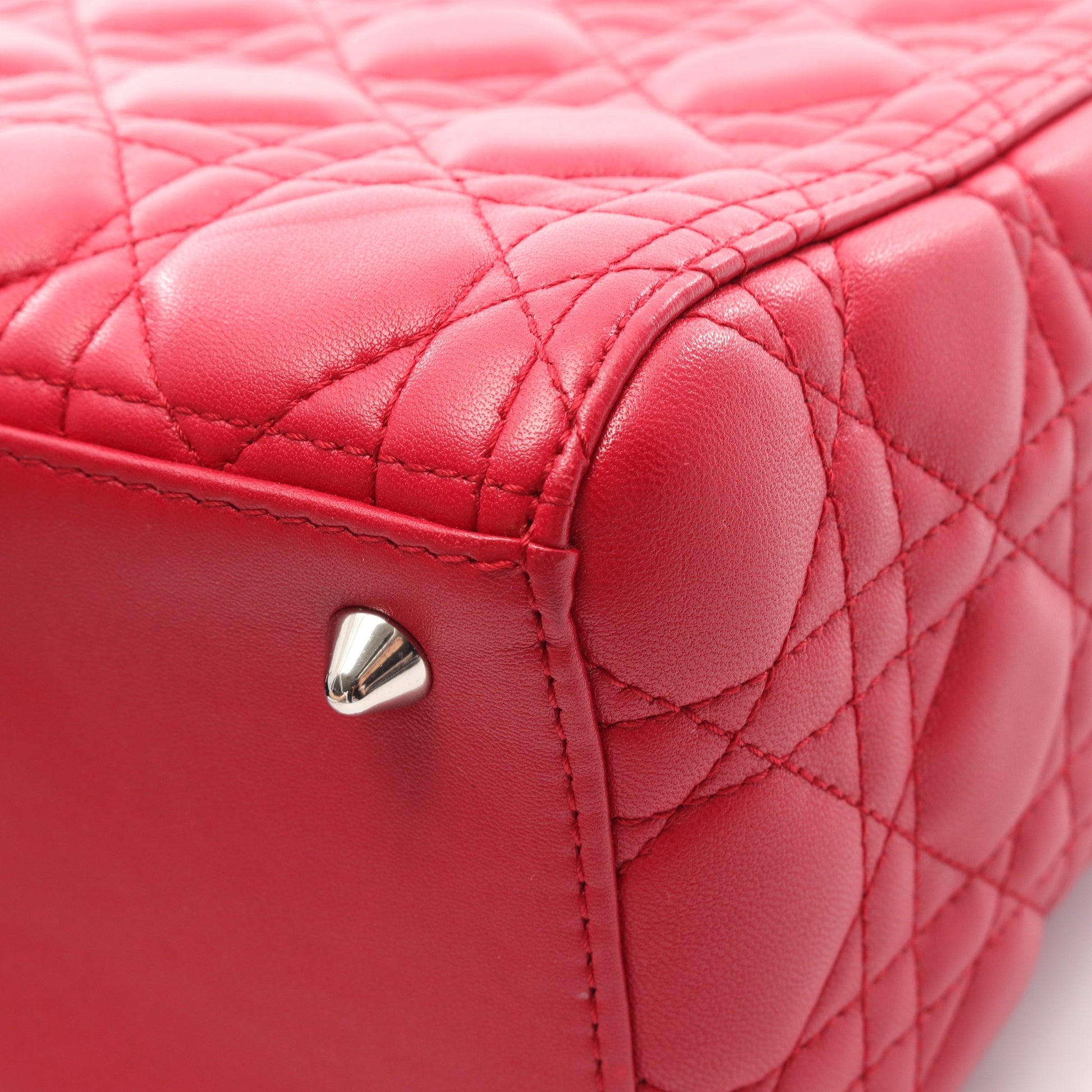 LADY DIOR レディディオール カナージュ 2WAY ハンドバッグ レザー ピンクパープル クリスチャンディオール バッグ Christian Dior