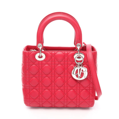 LADY DIOR レディディオール カナージュ 2WAY ハンドバッグ レザー ピンクパープル クリスチャンディオール バッグ Christian Dior