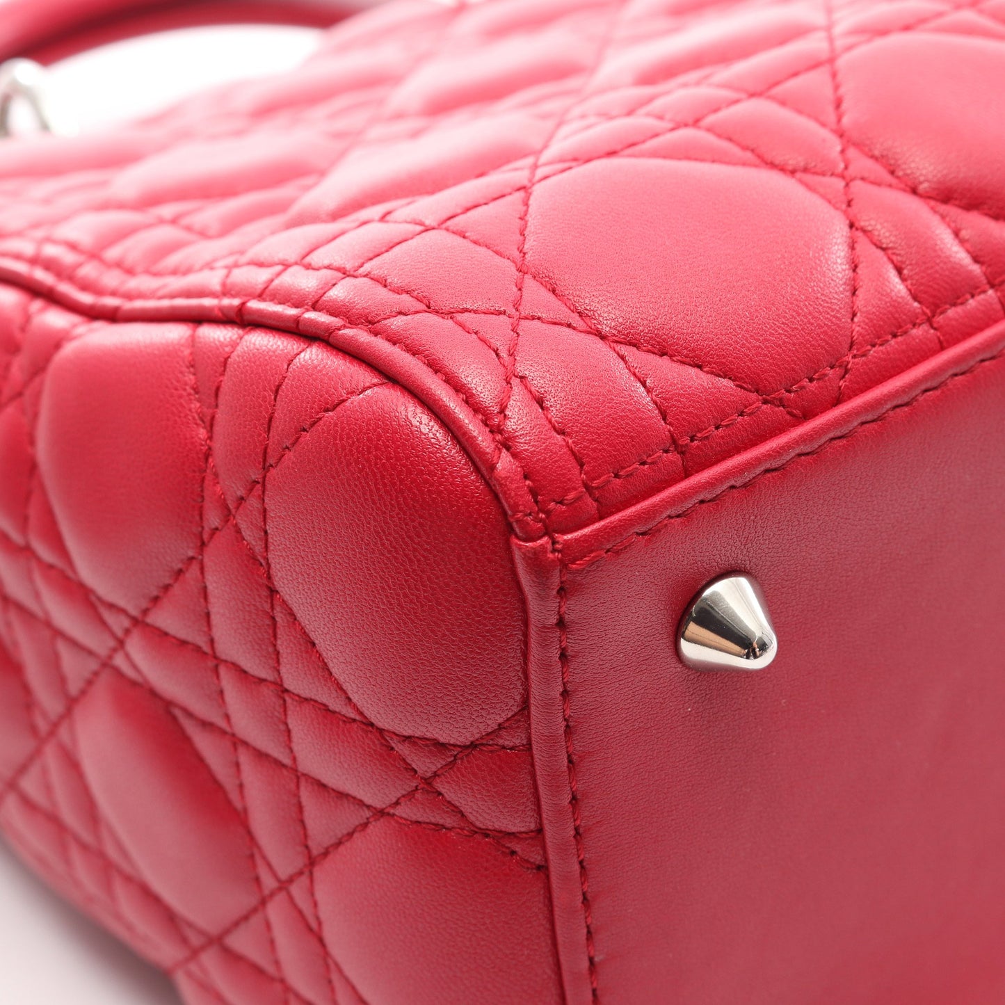 LADY DIOR レディディオール カナージュ 2WAY ハンドバッグ レザー ピンクパープル クリスチャンディオール バッグ Christian Dior