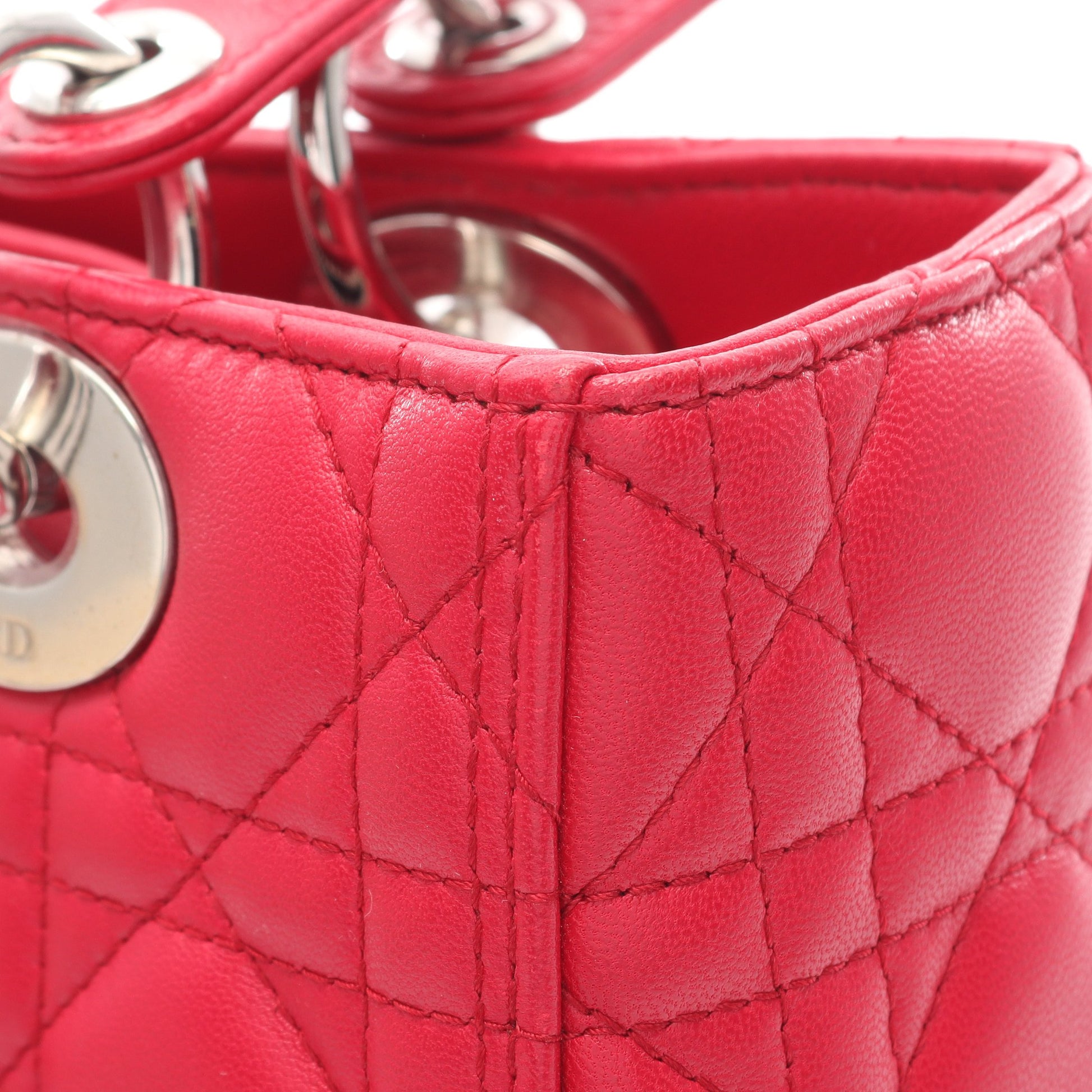 LADY DIOR レディディオール カナージュ 2WAY ハンドバッグ レザー ピンクパープル クリスチャンディオール バッグ Christian Dior