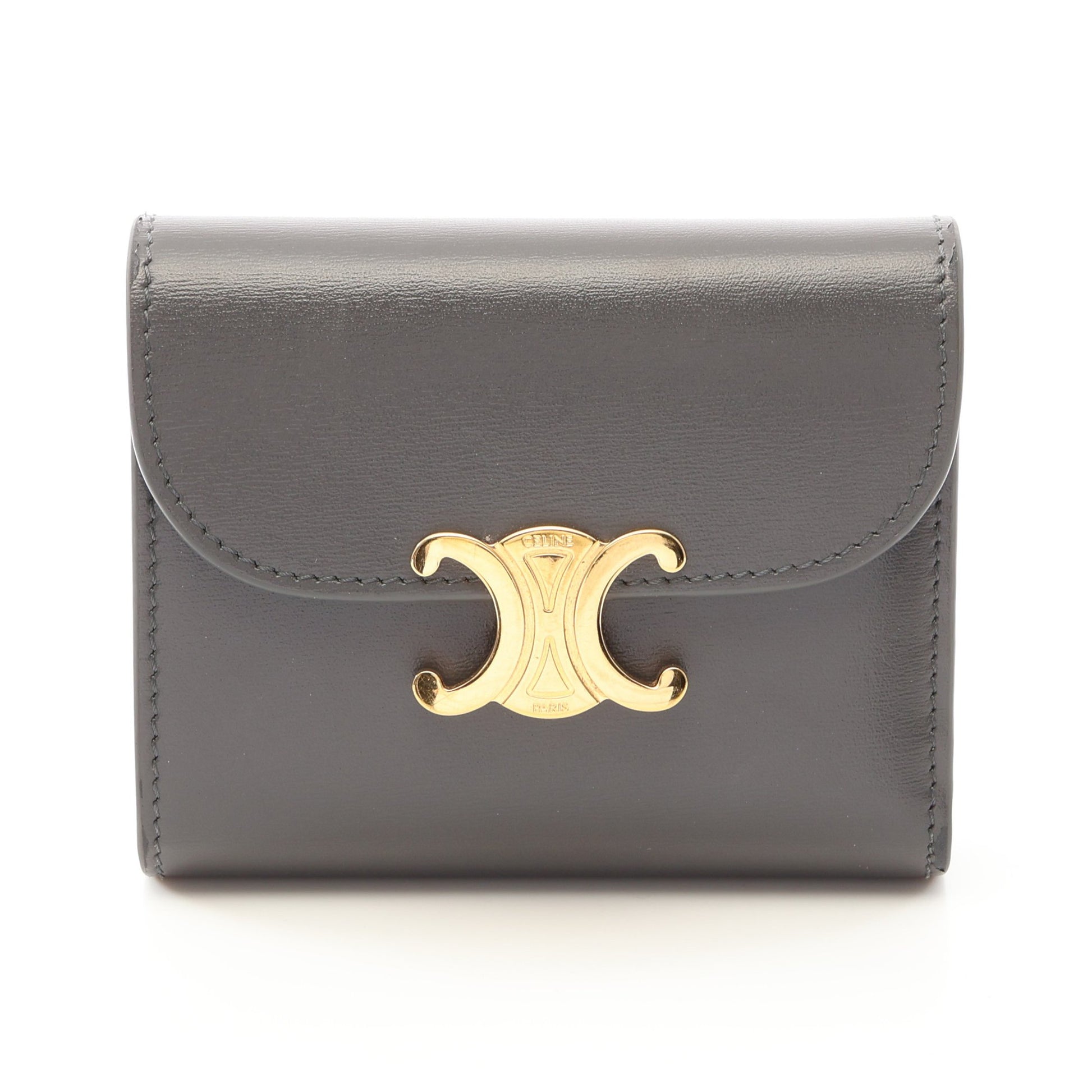 トリオンフ 三つ折り財布 レザー グレー セリーヌ 財布・小物 CELINE