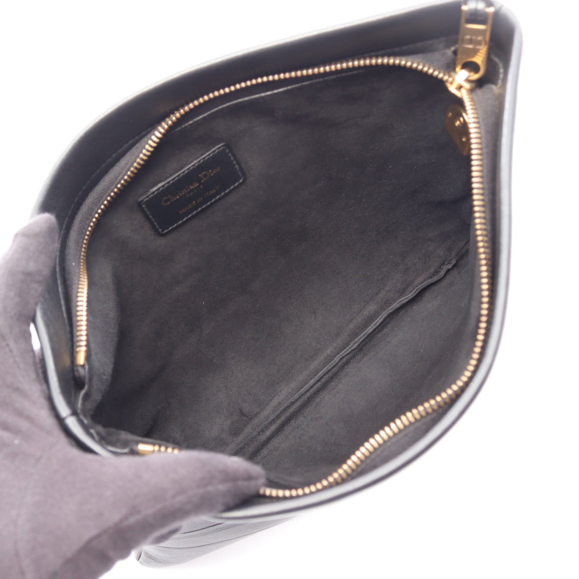 STRIPE POUCH クラッチバッグ レザー ブラック クリスチャンディオール バッグ Christian Dior