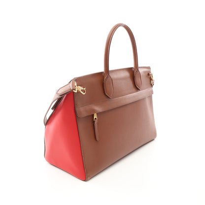 エリザベス 2WAY ハンドバッグ トートバッグ レザー ブラウン レッド バーバリー バッグ BURBERRY