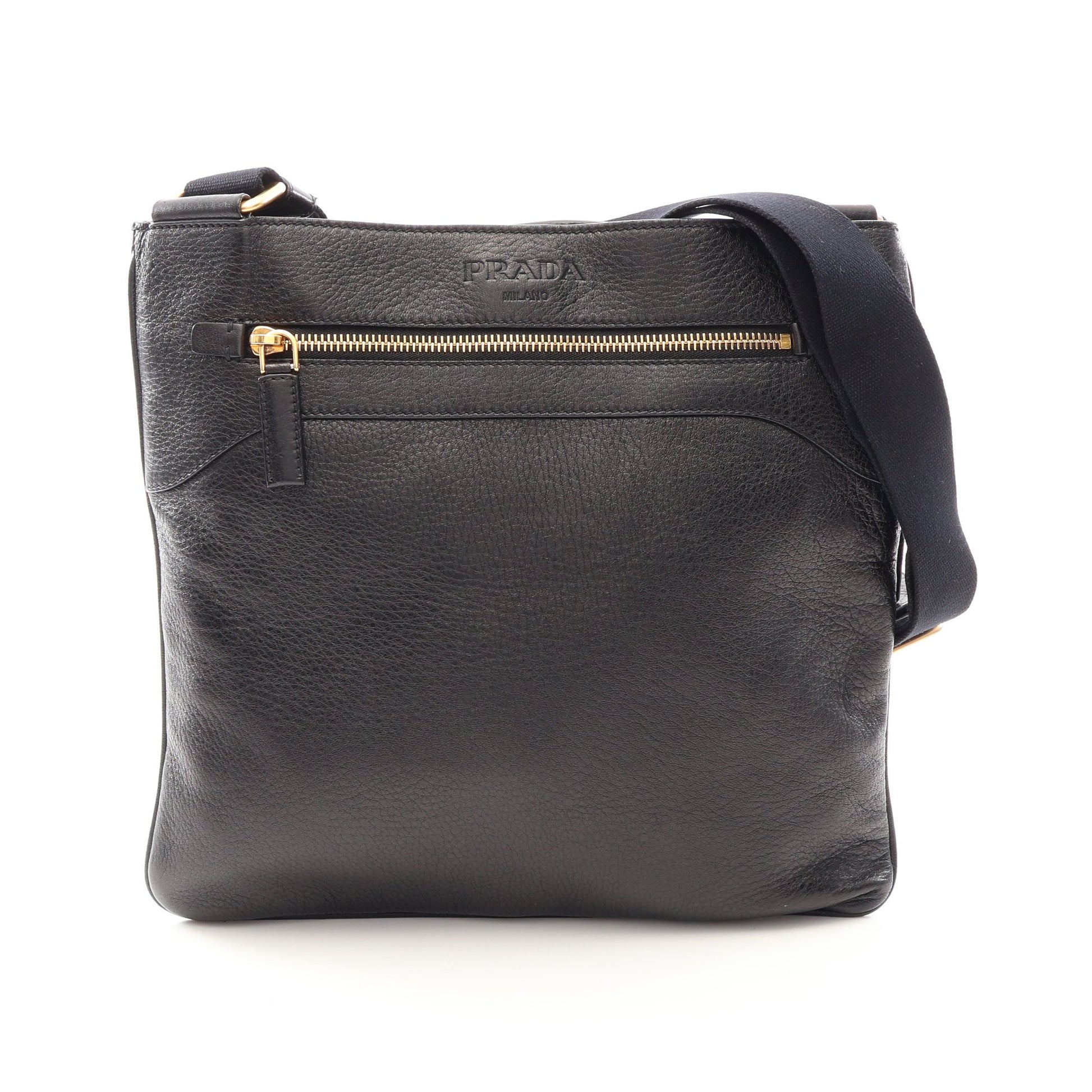 ロゴ ショルダーバッグ レザー ブラック プラダ バッグ PRADA