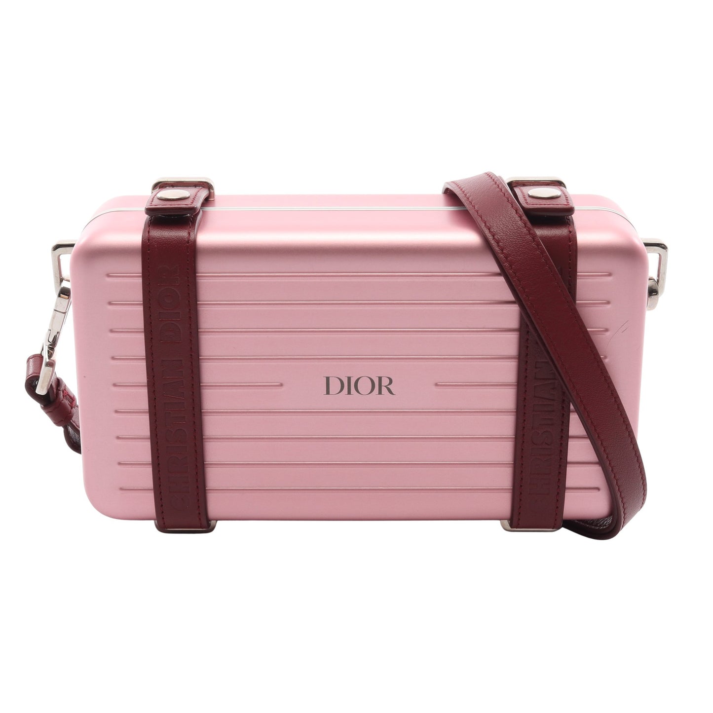 Christian Dior × RIMOWA パーソナルクラッチバッグ ショルダーバッグ ショルダーウォレット アルミニウム レザー ピンク バーガンディ クリスチャンディオール バッグ Christian Dior