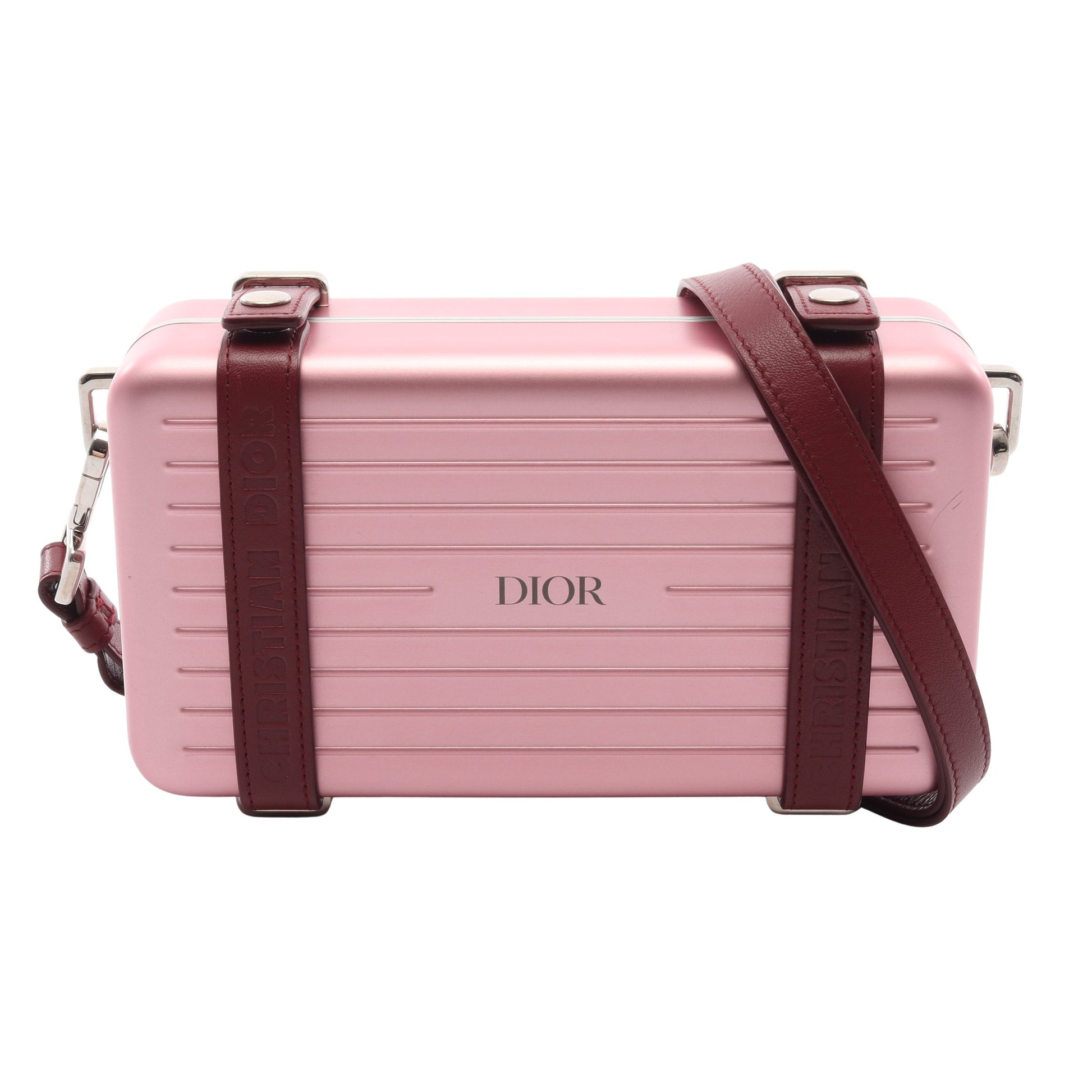 Christian Dior × RIMOWA パーソナルクラッチバッグ ショルダーバッグ ショルダーウォレット アルミニウム レザー ピンク バーガンディ クリスチャンディオール バッグ Christian Dior