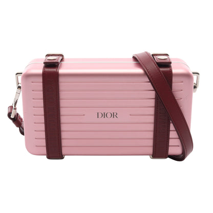 Christian Dior × RIMOWA パーソナルクラッチバッグ ショルダーバッグ ショルダーウォレット アルミニウム レザー ピンク バーガンディ クリスチャンディオール バッグ Christian Dior