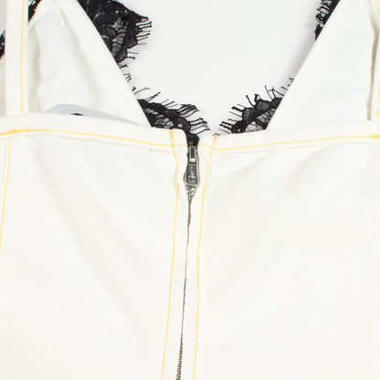 Stonewashed Denim Slip Dress With Lace キャミソール ワンピース コットン ホワイト ブラック スリーワンフィリップリム