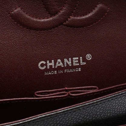 マトラッセ Wフラップ Wチェーンショルダーバッグ キャビアスキン ブラック シルバー金具 シャネル