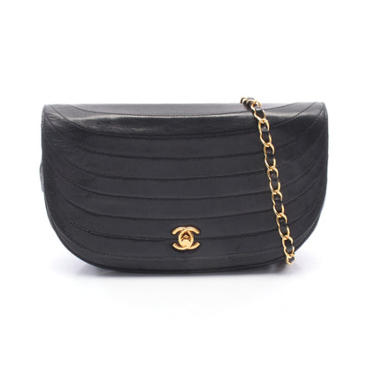 ハーフムーン チェーンショルダーバッグ ラムスキン ブラック ゴールド金具 ヴィンテージ シャネル バッグ CHANEL