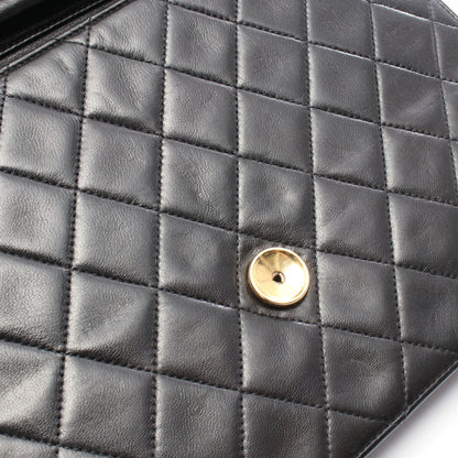 マトラッセ プッシュロック チェーンショルダーバッグ ラムスキン ブラック ゴールド金具 シャネル