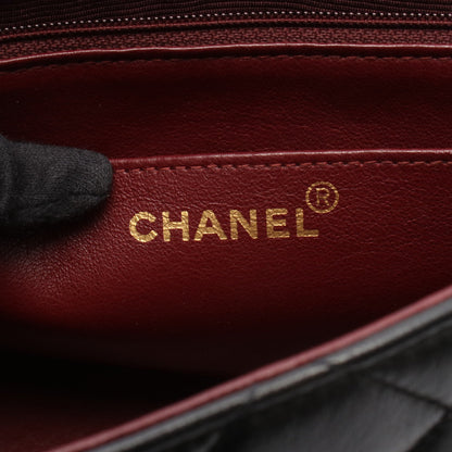 マトラッセ ダイアナフラップ チェーンショルダーバッグ ラムスキン ブラック ゴールド金具 シャネル バッグ CHANEL