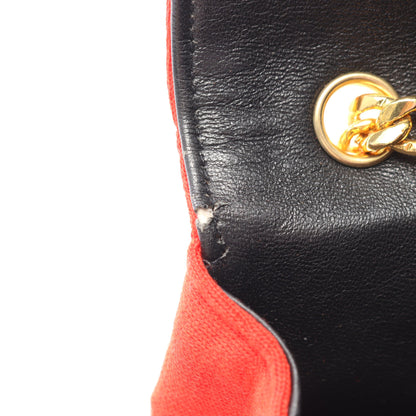 ミニミニマトラッセ チェーンショルダーバッグ ファブリック レッド ゴールド金具 シャネル