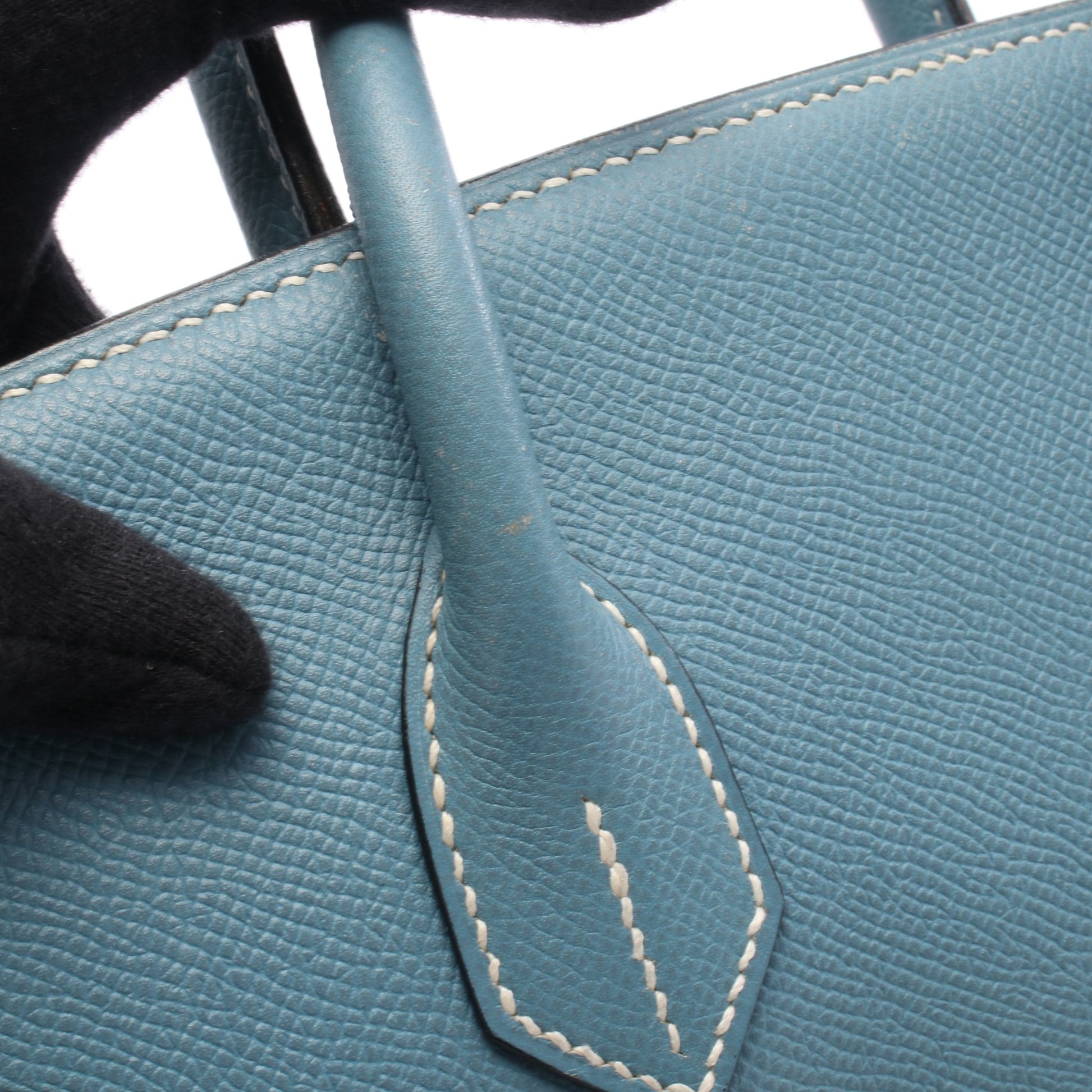 オータクロア32 ブルージーン ハンドバッグ ヴォーエプソン ブルー シルバー金具 □J刻印 エルメス バッグ HERMES