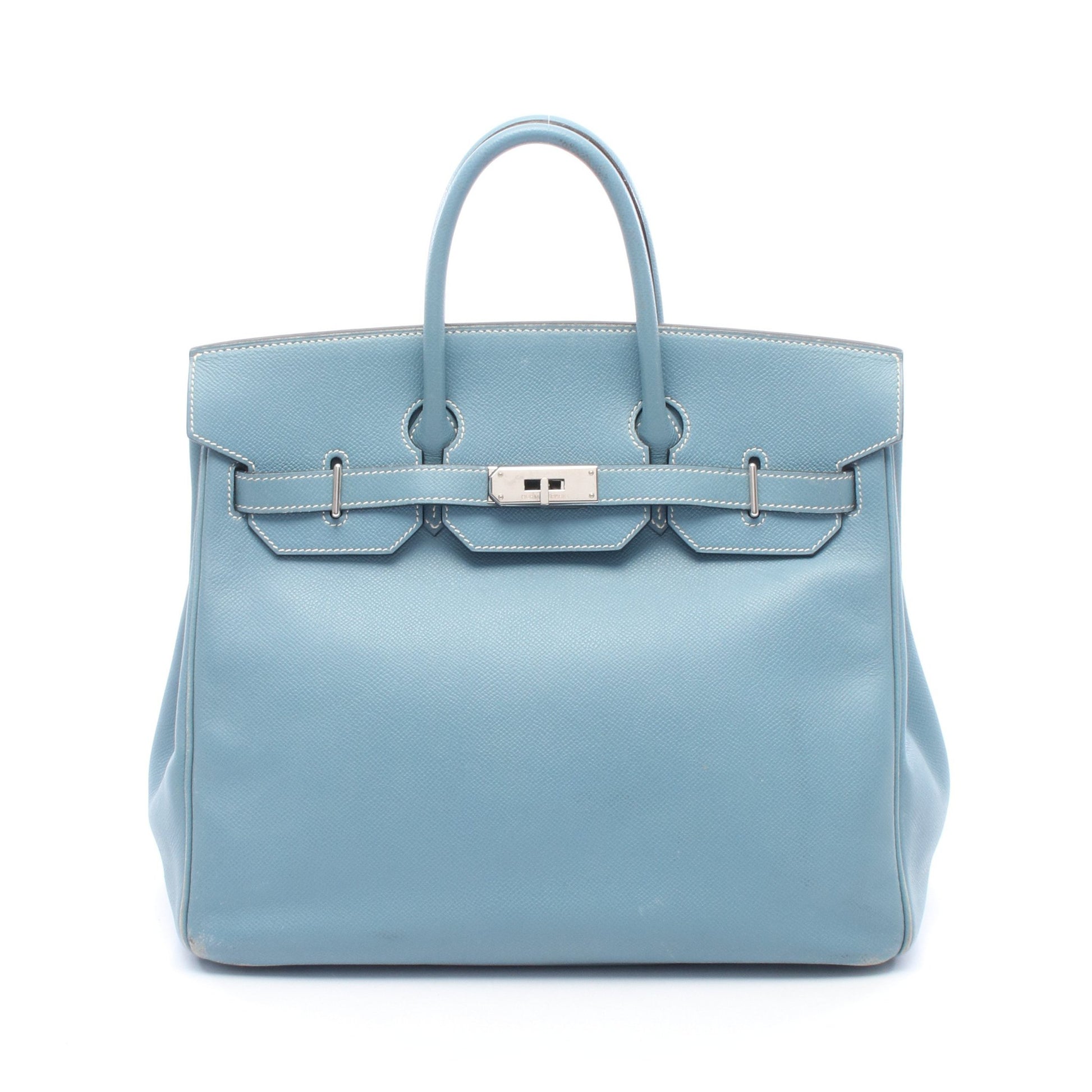オータクロア32 ブルージーン ハンドバッグ ヴォーエプソン ブルー シルバー金具 □J刻印 エルメス バッグ HERMES