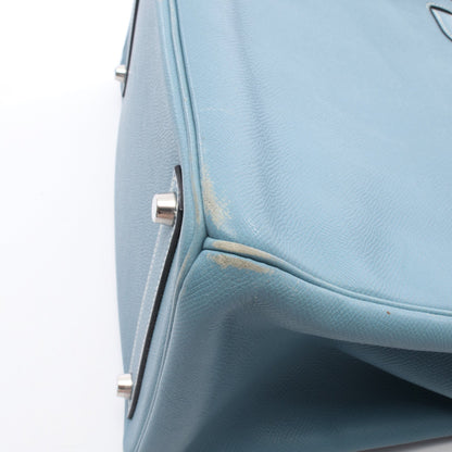 オータクロア32 ブルージーン ハンドバッグ ヴォーエプソン ブルー シルバー金具 □J刻印 エルメス バッグ HERMES