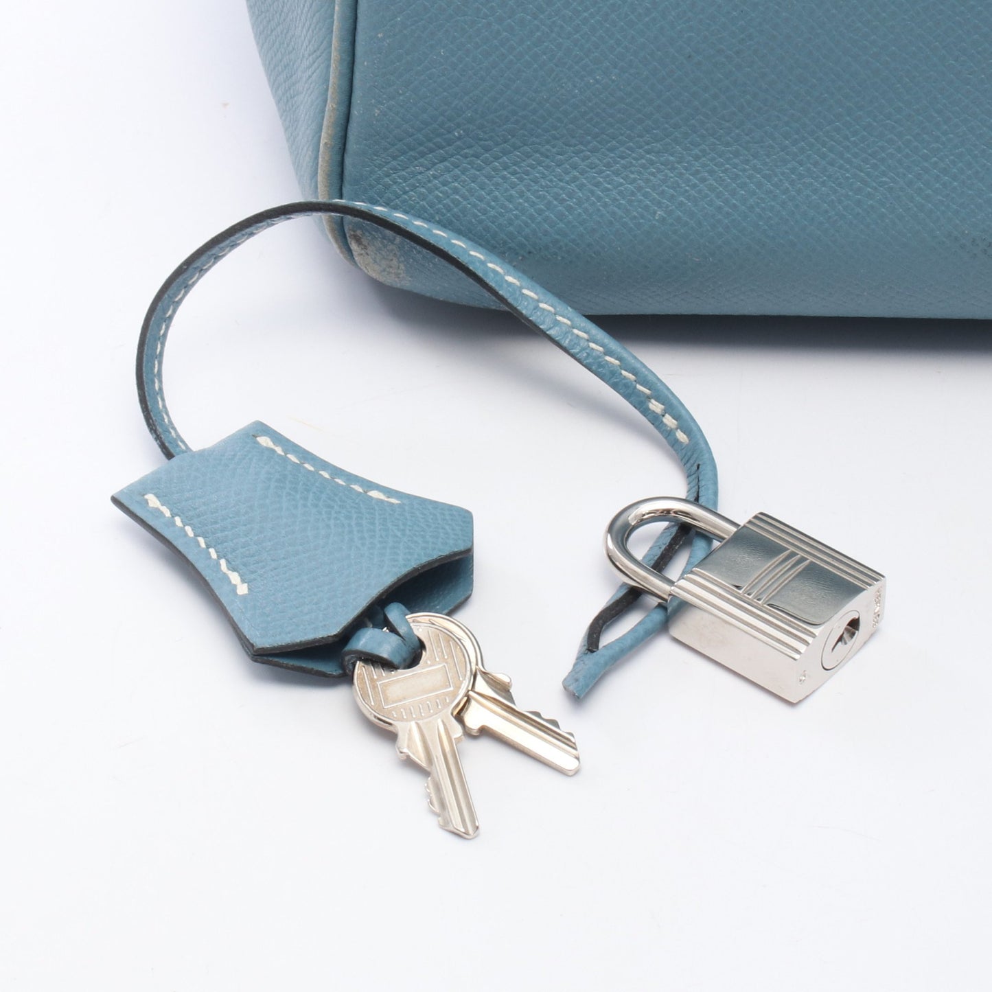 オータクロア32 ブルージーン ハンドバッグ ヴォーエプソン ブルー シルバー金具 □J刻印 エルメス バッグ HERMES