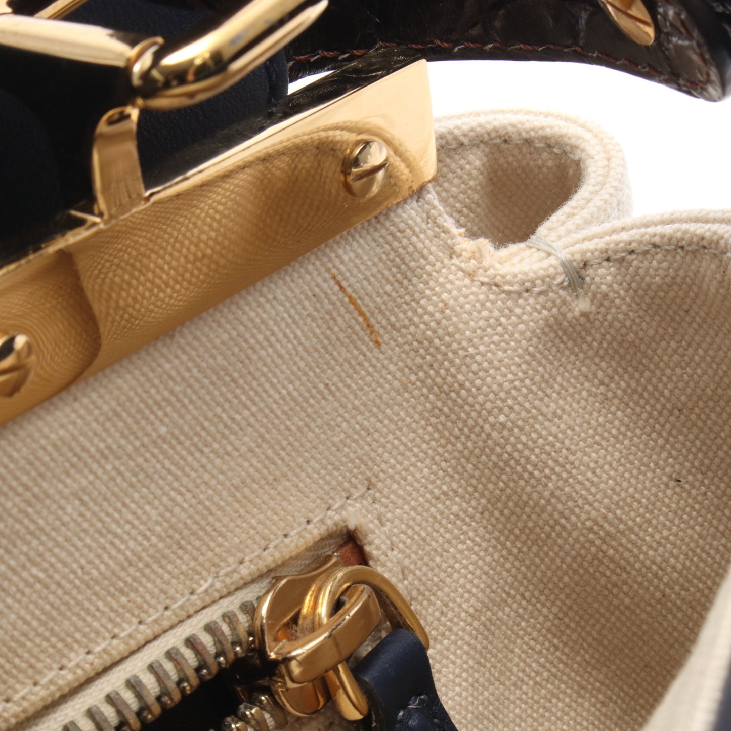 ピーカブー レギュラー 2WAY ハンドバッグ キャンバス レザー アイボリー ネイビー レッド フェンディ