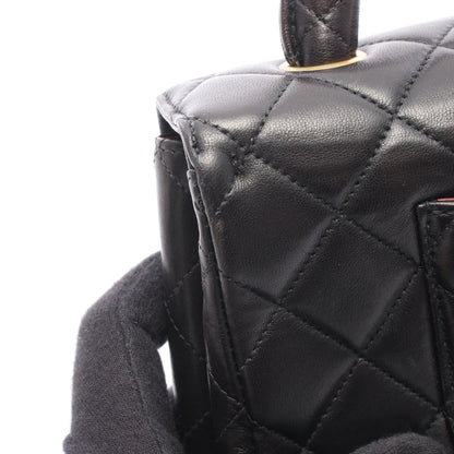 マトラッセ 親子バッグ ハンドバッグ ラムスキン ブラック ゴールド金具 シャネル