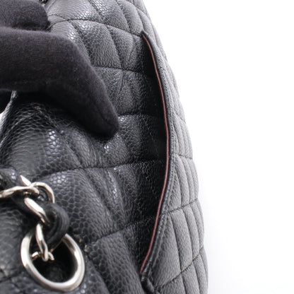 マトラッセ Wフラップ Wチェーンショルダーバッグ キャビアスキン ブラック シルバー金具 シャネル バッグ CHANEL
