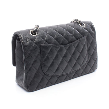 マトラッセ Wフラップ Wチェーンショルダーバッグ キャビアスキン ブラック シルバー金具 シャネル バッグ CHANEL