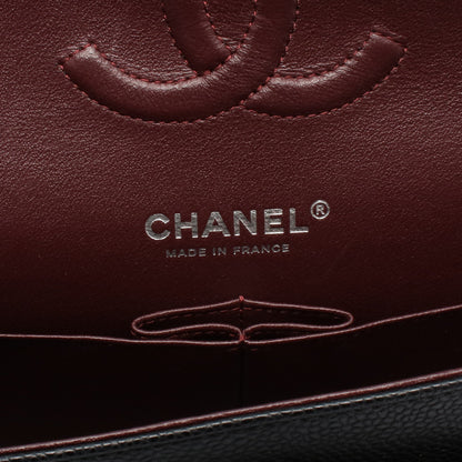 マトラッセ Wフラップ Wチェーンショルダーバッグ キャビアスキン ブラック シルバー金具 シャネル バッグ CHANEL