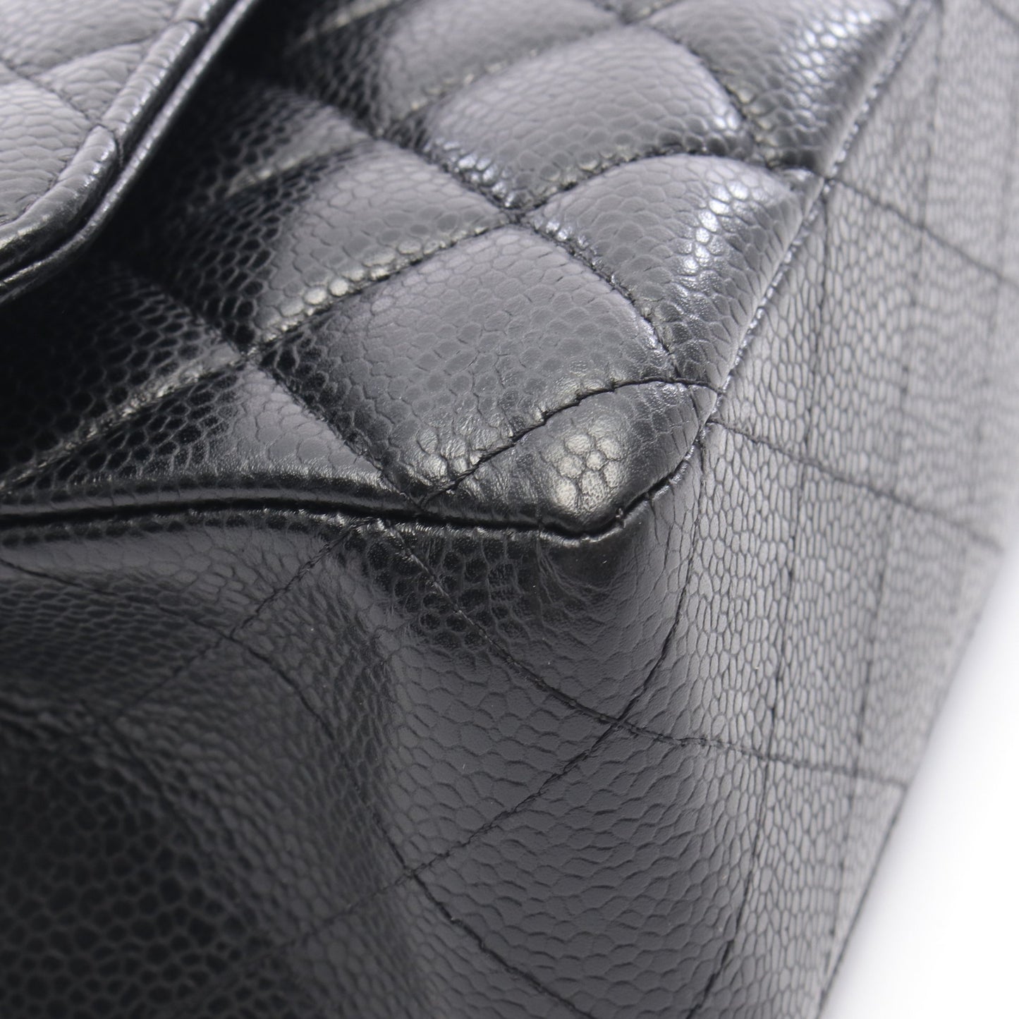 マトラッセ Wフラップ Wチェーンショルダーバッグ キャビアスキン ブラック シルバー金具 シャネル バッグ CHANEL