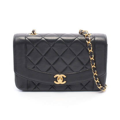 マトラッセ ダイアナフラップ チェーンショルダーバッグ ラムスキン ブラック ゴールド金具 シャネル バッグ CHANEL