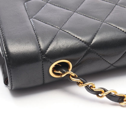 マトラッセ ダイアナフラップ チェーンショルダーバッグ ラムスキン ブラック ゴールド金具 シャネル バッグ CHANEL