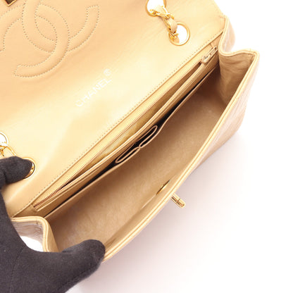 マトラッセ シングルフラップ チェーンショルダーバッグ ラムスキン ベージュ ブラック ゴールド金具 ヴィンテージ シャネル