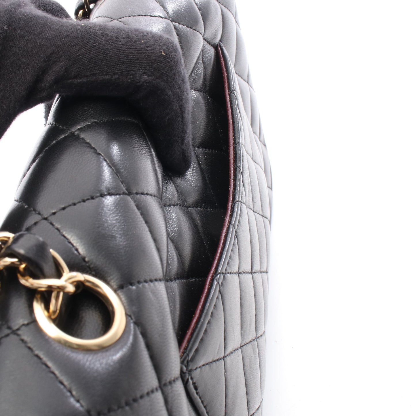 マトラッセ Wフラップ Wチェーンショルダーバッグ ラムスキン ブラック ゴールド金具 シャネル バッグ CHANEL