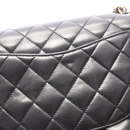 マトラッセ Wフラップ Wチェーンショルダーバッグ ラムスキン ブラック ゴールド金具 シャネル バッグ CHANEL