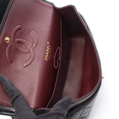 マトラッセ Wフラップ Wチェーンショルダーバッグ ラムスキン ブラック ゴールド金具 シャネル バッグ CHANEL