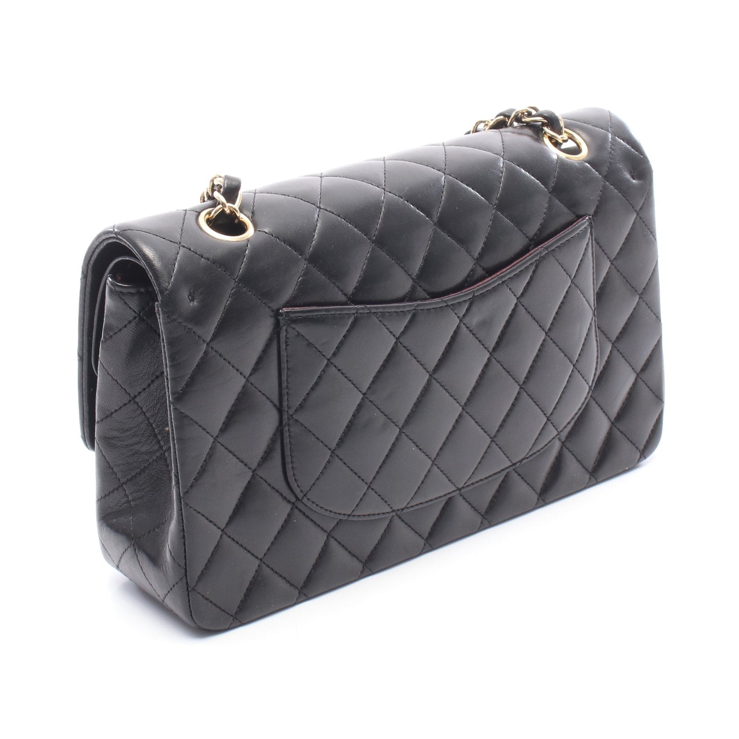 マトラッセ Wフラップ Wチェーンショルダーバッグ ラムスキン ブラック ゴールド金具 シャネル バッグ CHANEL