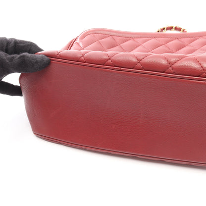 マトラッセ トップハンドル 2WAY チェーンショルダーバッグ レザー レッド ゴールド金具 シャネル