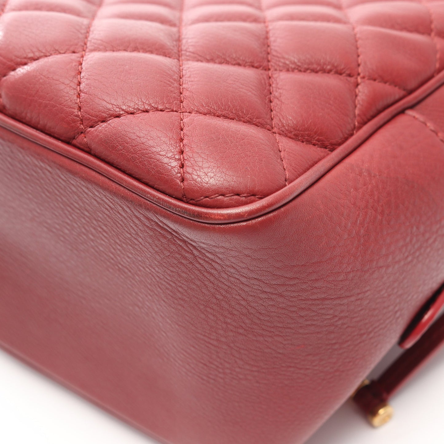 マトラッセ トップハンドル 2WAY チェーンショルダーバッグ レザー レッド ゴールド金具 シャネル