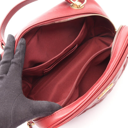 マトラッセ トップハンドル 2WAY チェーンショルダーバッグ レザー レッド ゴールド金具 シャネル