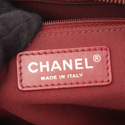 マトラッセ トップハンドル 2WAY チェーンショルダーバッグ レザー レッド ゴールド金具 シャネル