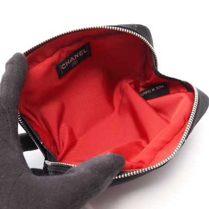 旧トラベルライン ポーチ ナイロン ブラック ホワイト シルバー金具 シャネル