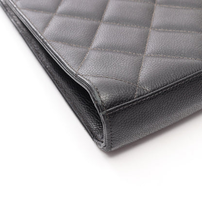 マトラッセ ブリーフケース ビジネスバッグ キャビアスキン ブラック ゴールド金具 シャネル