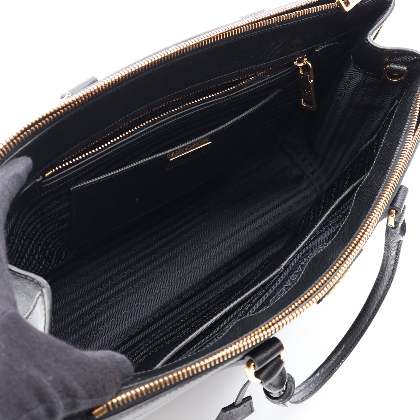 SAFFIANO LUX ガレリア 2WAY ハンドバッグ サフィアーノレザー ブラック プラダ
