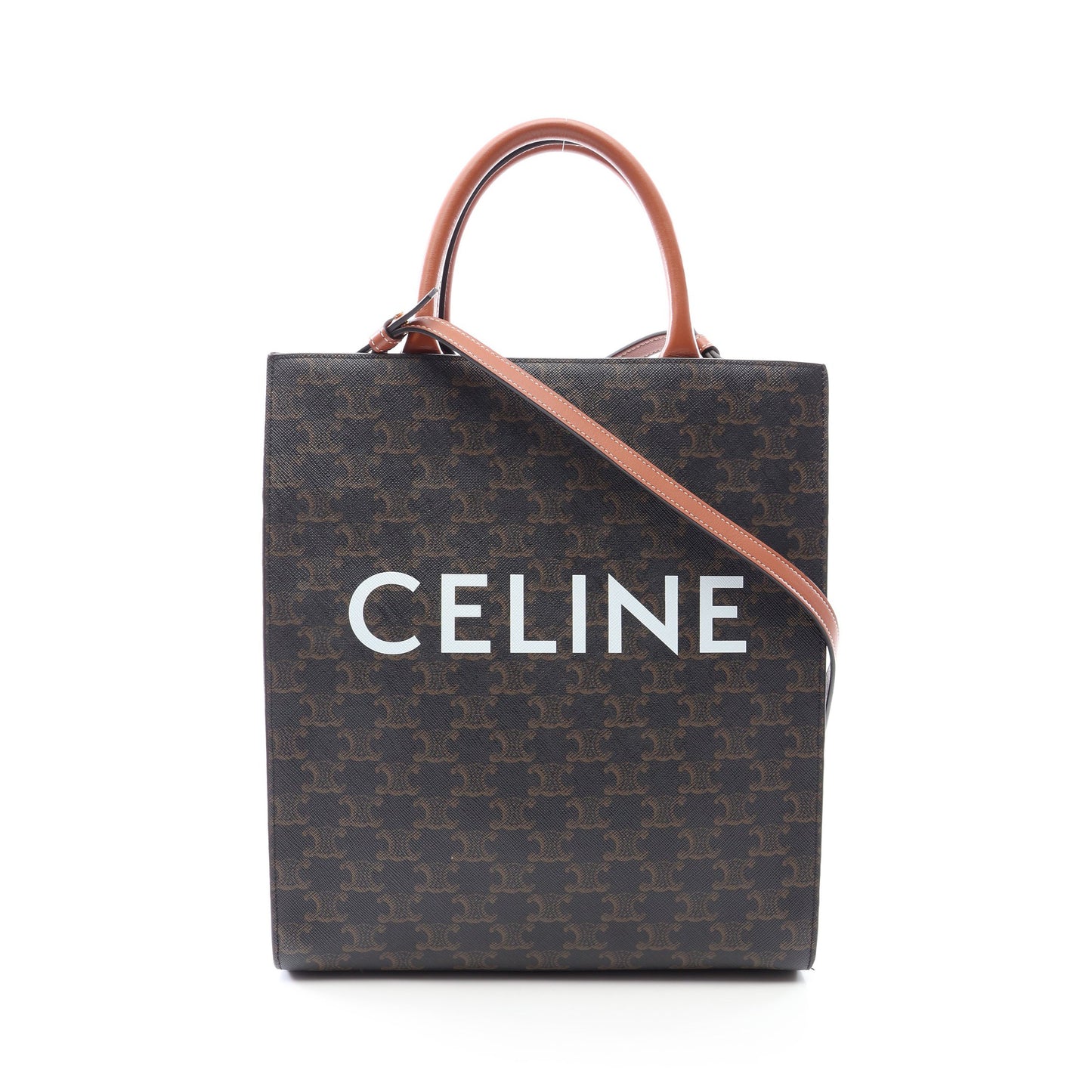 スモール バーティカル カバ トリオンフ 2WAY ハンドバッグ トートバッグ PVC レザー ブラック ブラウン セリーヌ バッグ CELINE